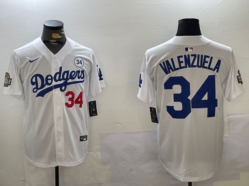 Men Los Angeles Dodgers #34 Valenzuela White Game 2024 Nike MLB Jersey style 112011